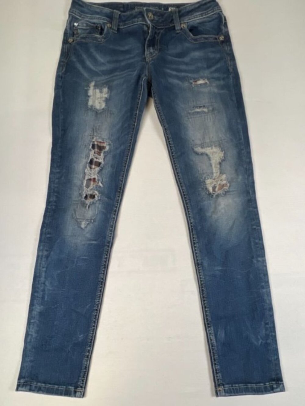 Miss Me Womens Jeans 29 Signature Ankle Skinny Blue Distressed Denim Pants